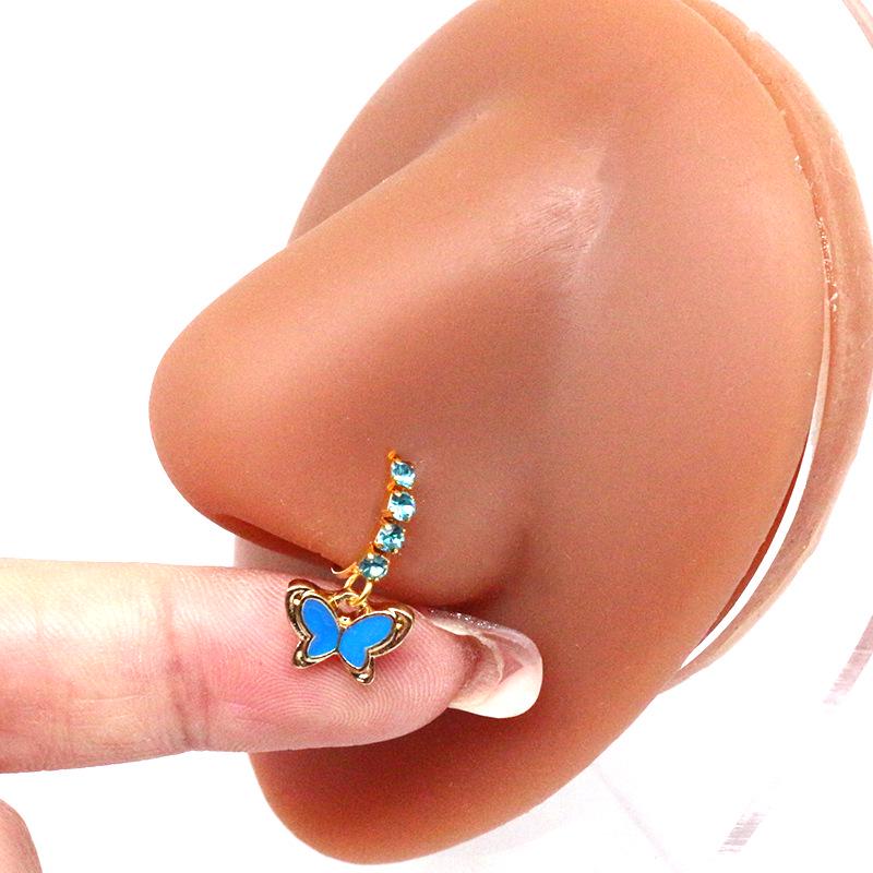 Gaby Cat Head Nose Stud with Butterfly, Five-Star, and Crown Designs - Piercing Jewelry