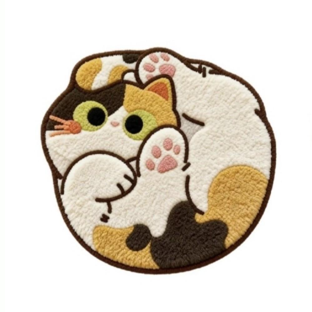 Imitation Cashmere Cat Shape Floor Mat Absorbent Bedside Carpet Animal Area Rug Home Decor