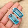 Astonishing Blue Topaz Gemstone Handmade 925 Solid Sterling Silver Jewelry Earrings For Women