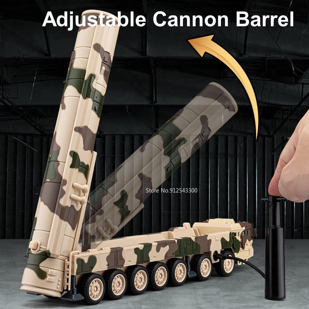 Scale 1:50 DF-31 Missile Launcher Model Toy Car Sound Light Die-cast Metal Missiles Vehicle Models Boys Kids Military Toys Gifts