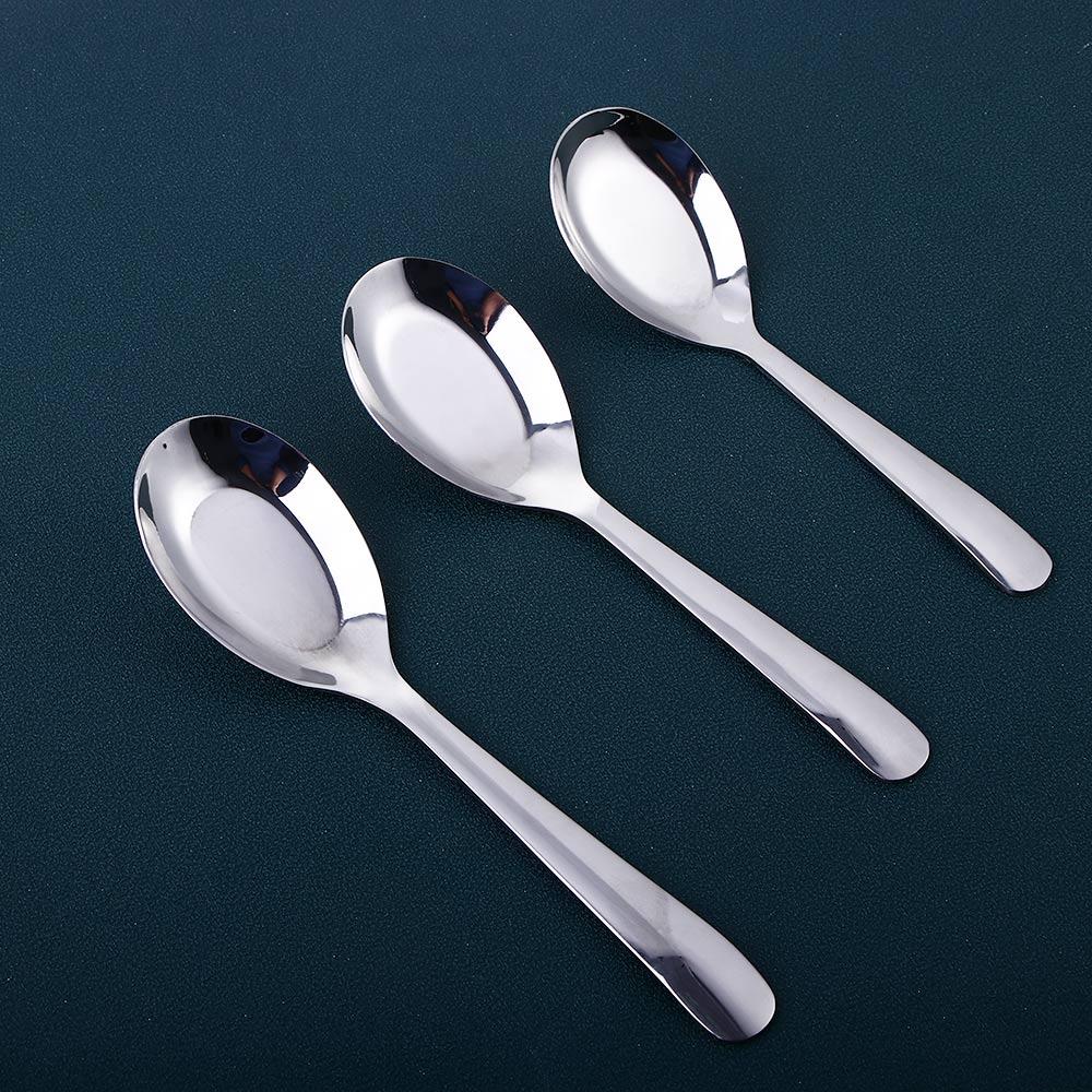 Home Cooking Stainless Steel Kitchen Soup Spoon Flatware Dinner Scoop Tableware