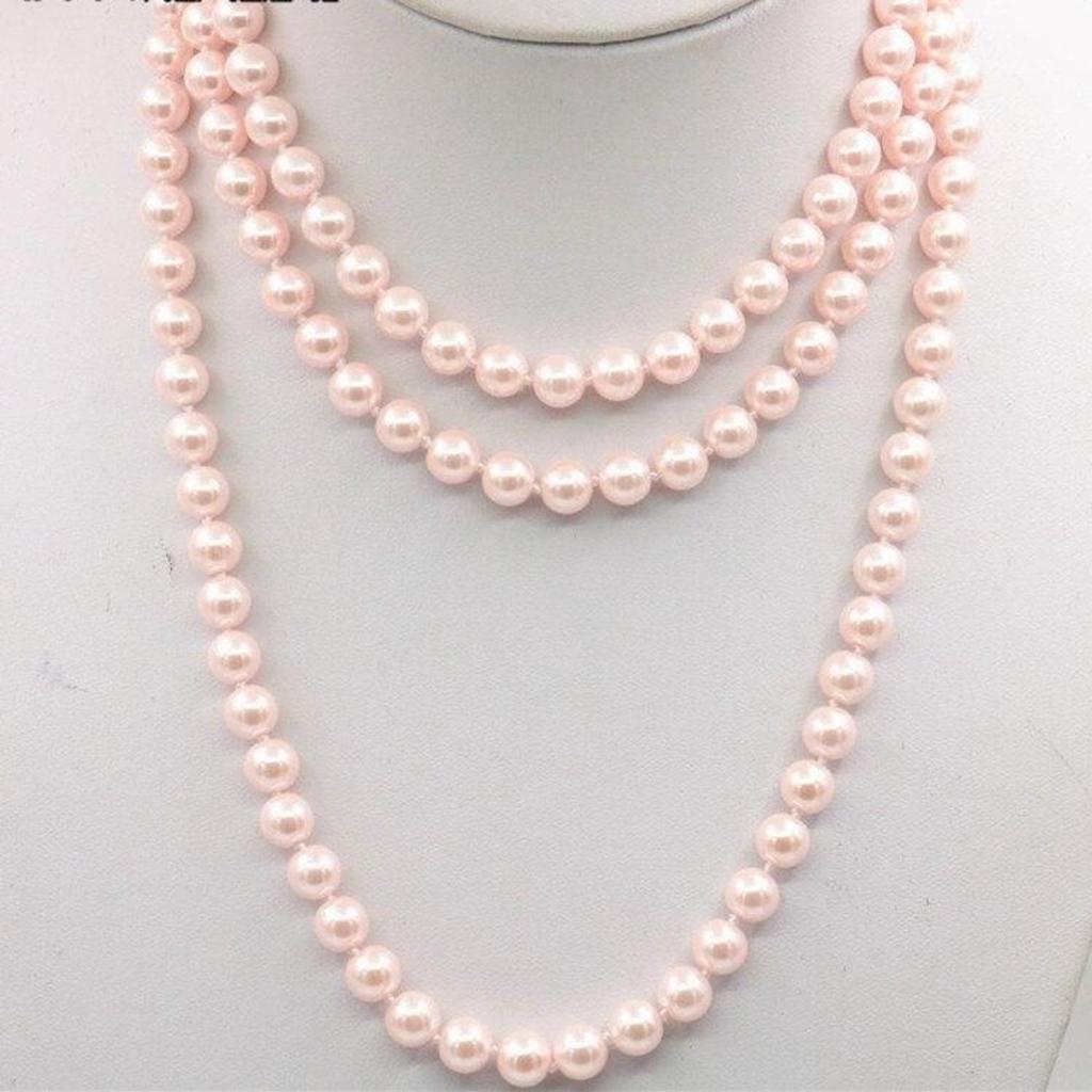 Модные новые аксессуары, детали для рукоделия, 8 мм, розовое ожерелье с жемчугом в виде ракушек океана, 50 дюймов, для девочек, женщин, подарки, орнамент, изготовление ювелирных изделий