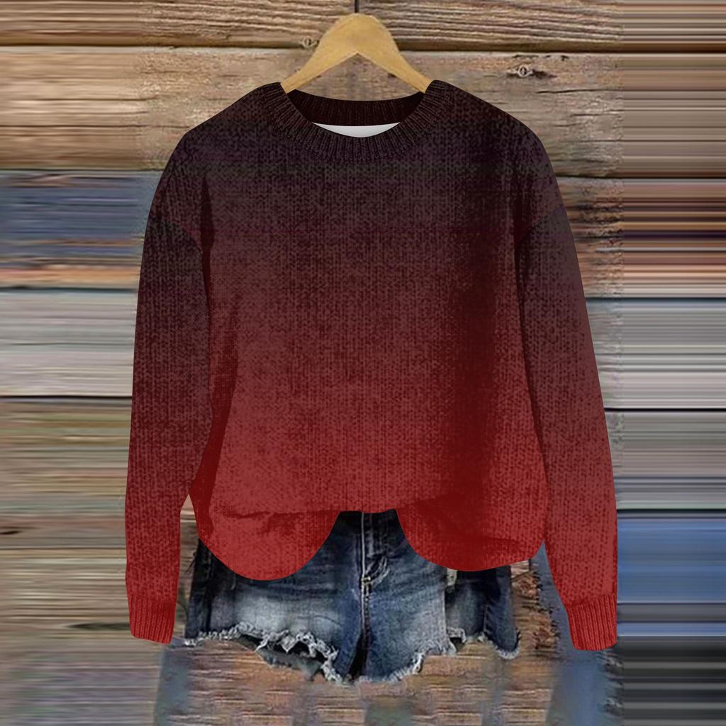 Свитшоты для женщин Вязаный свитер Милая рубашка Осенний круглый вырез Пуловер Топы
