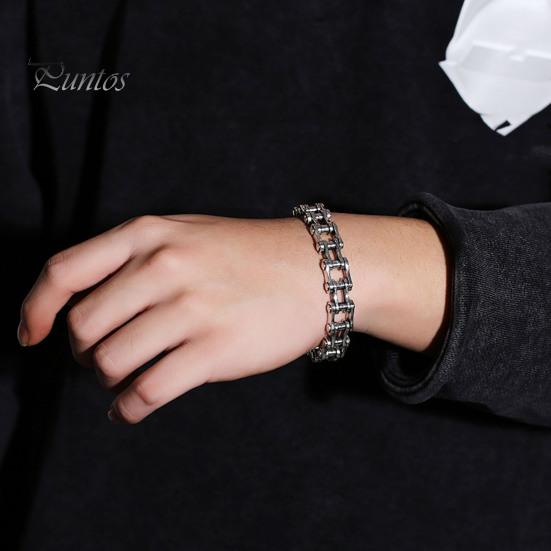 Браслет унисекс с дизайном мотоциклетной цепи из нержавеющей стали в стиле панк-хип-хоп, гладкий браслет на запястье для различных случаев