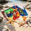Custom Name Personalized Super Mario Print Beach Towel, for Trip Camping Beach Party Home Decor, Birthday Gift for Family & Friends