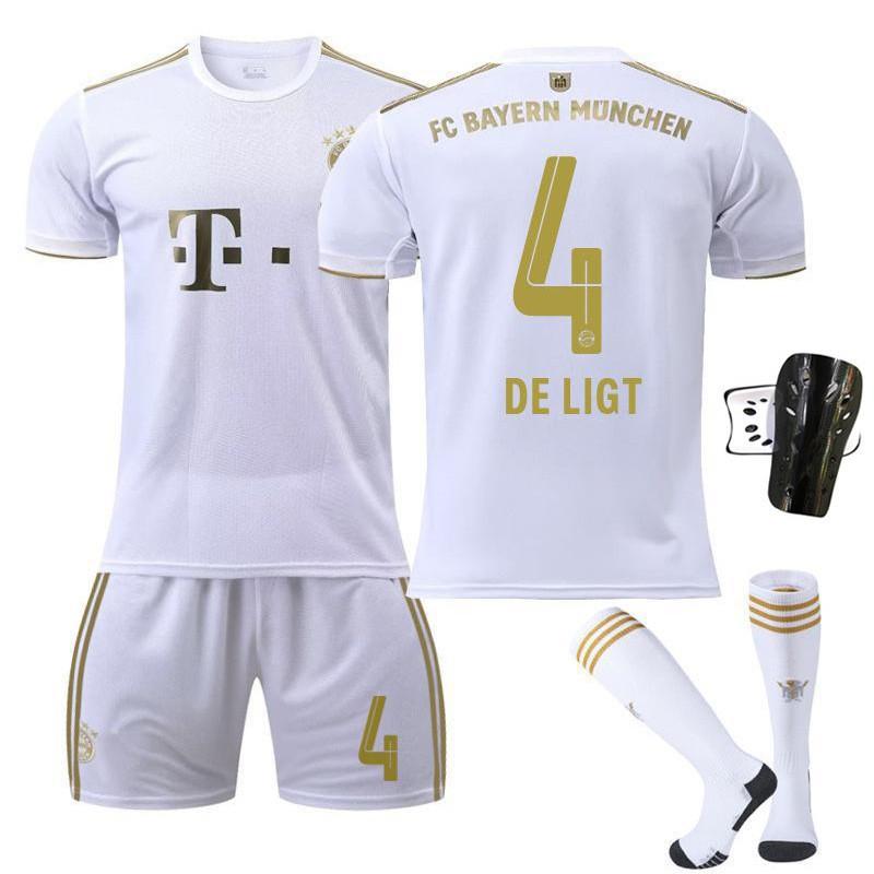 2223 Bayern Away White No. 17 Mane 4 Dericht 25 Muller Jersey Football Uniform Set Sportswear