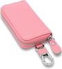 Negues Key Case for Men and Smart Key with Card Light Pink Women, Compatible, Leather, Slots,