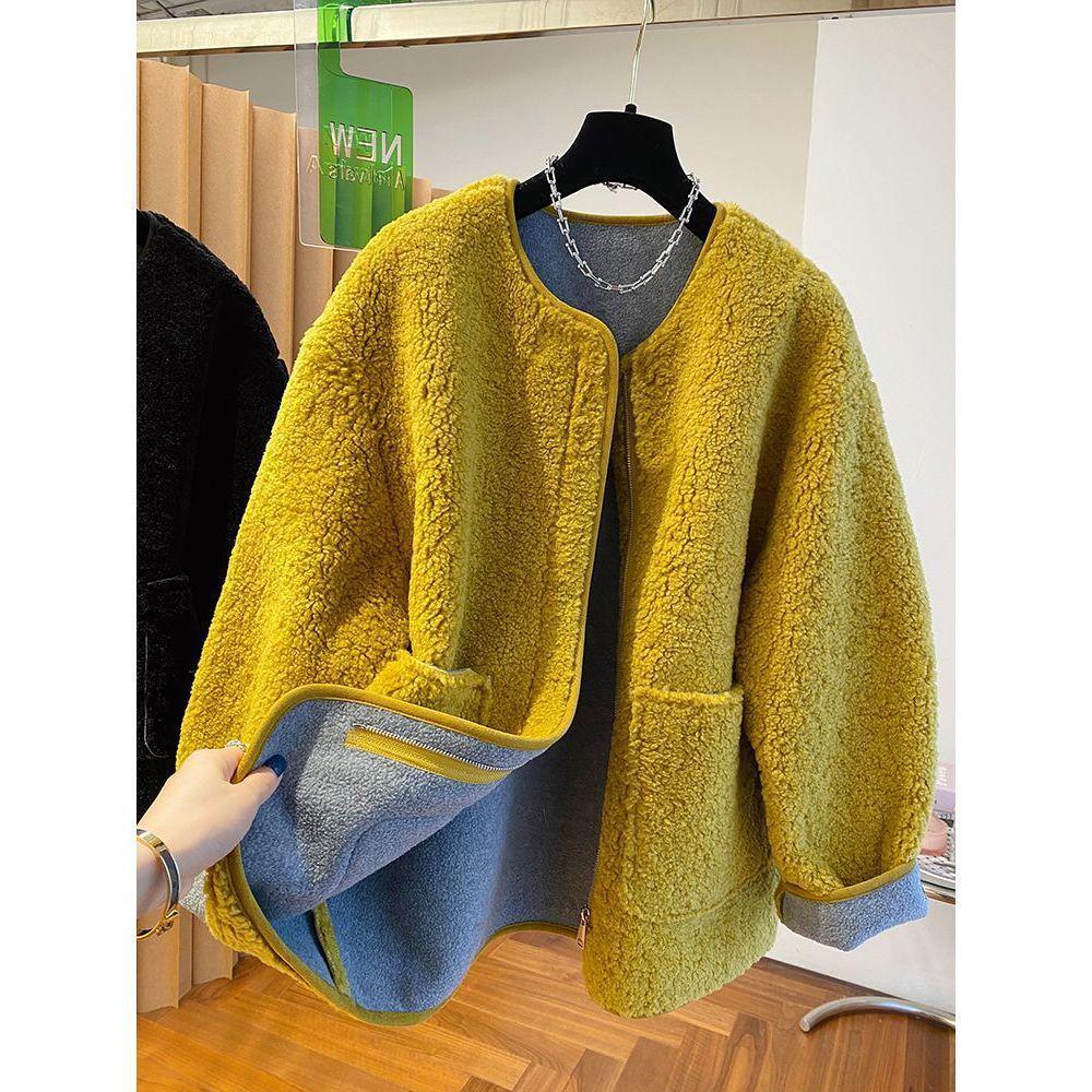 Женское пальто из искусственной овчины большого размера - Осенне-зимний свободный, повседневный, утолщенный топ