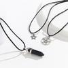 3Pcs/Set Goth Boho Pentagonal Star Crystal Leather Wax Thread Chain Necklace for Women Multilayer Choker Halloween Jewelry Gifts