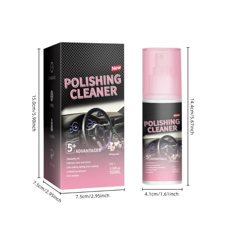 100ml Interior Polish Detailer Dashboard Polishing Cleaner Multipurpose Car Cleaner with Sponge & Wipe Detailing Cleaner