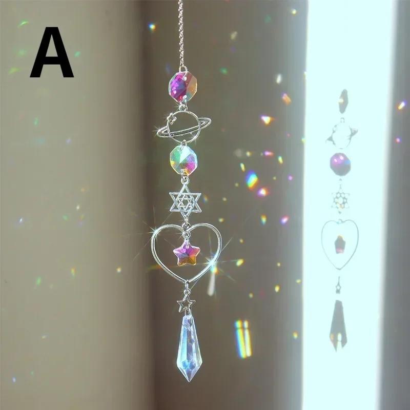 Crystal Wind Chime Moon Sun Catcher Diamond Prisms Pendant Dream Decoration Crafts Accessories Tools Home Garden Decor Windchime