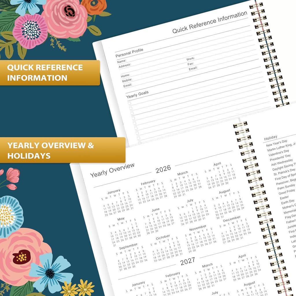 2026 Planner - 2026 Planner Weekly and Monthly, Jan. 2026 - Dec. 2026, Calendar Planners 2026, 9" x 11", Premium Paper, Twin-wire Binding