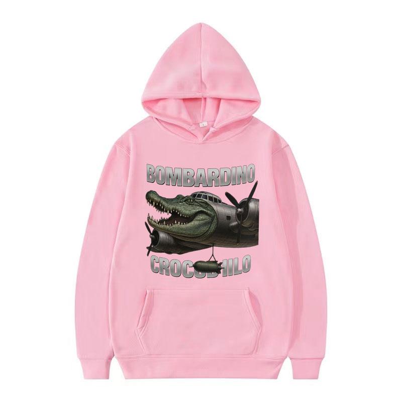 Bombardino Crogodilo Funny Plane Bomber Meme Hoodie Italian Brainrot Tralalero Tralala Humor Sweatshirt Men Women Loose Pullover