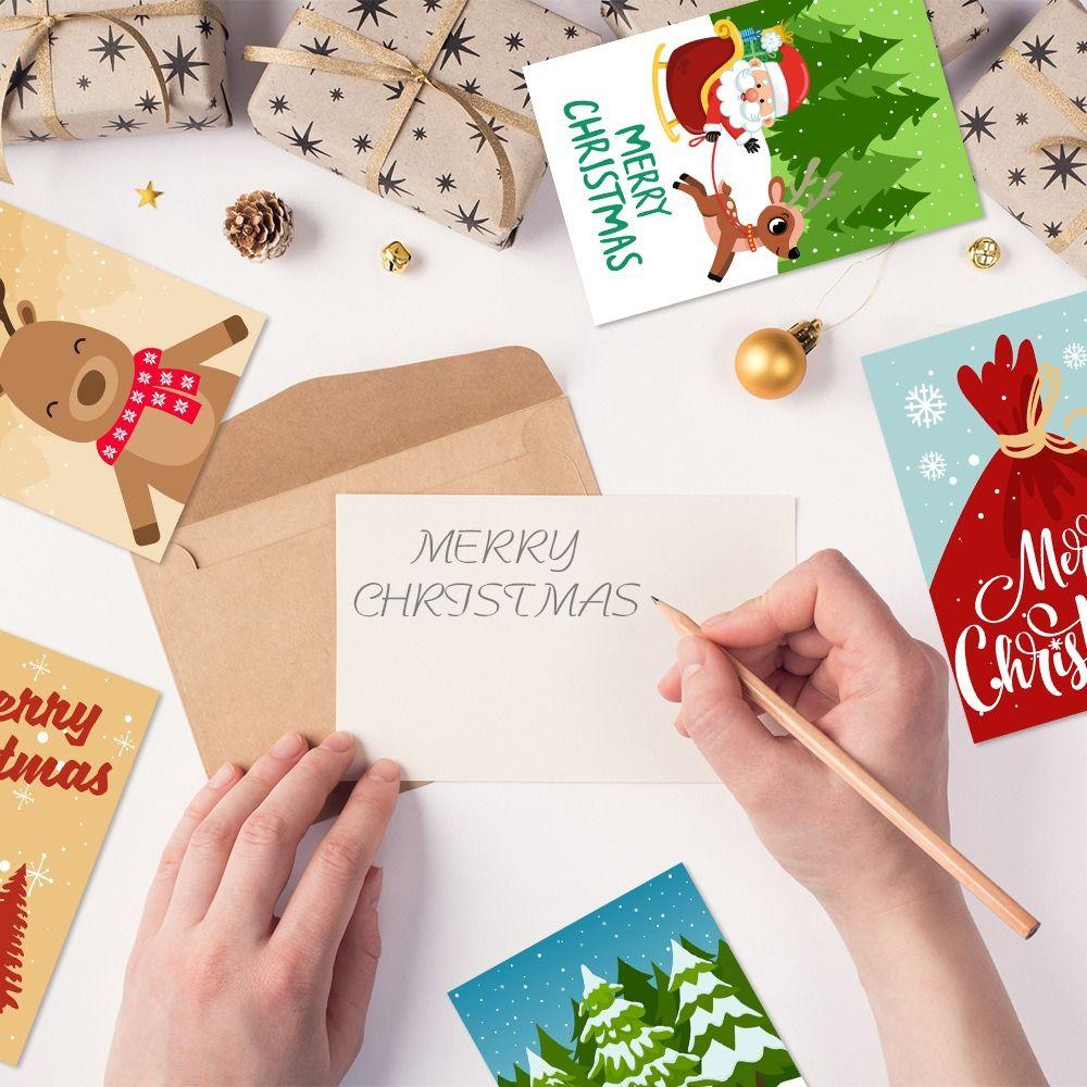 12pcs/set with Envelopes Party Invitation Cards Santa Claus Christmas Note Card Friend Gift