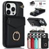 Роскошная сумка для карточек, кошелек с кольцом, кожаный чехол для iPhone 15, 14, 13, 12, 11 Pro Max xs max xr x/Samsung S23 S22 S21 Ultra Plus A14 A13 A12 A53 A54 A52