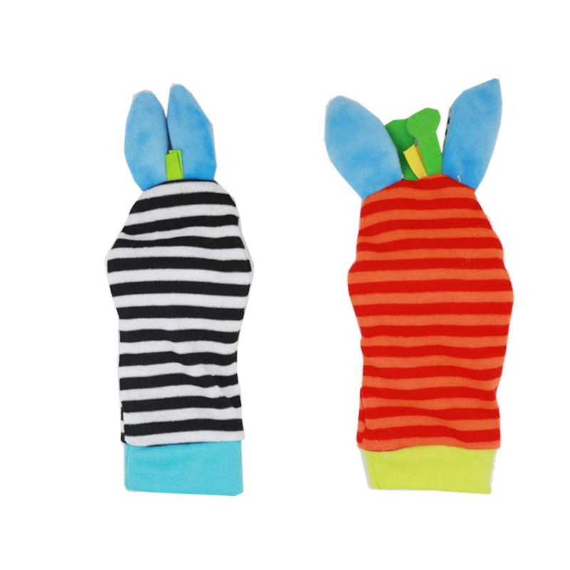 Мультяшные плюшевые носки с погремушками на запястье, детские игрушки для новорожденных, носки с мордочками животных для малышей, игрушка-поиск ножек, подарок, мягкая погремушка 0-36 месяцев