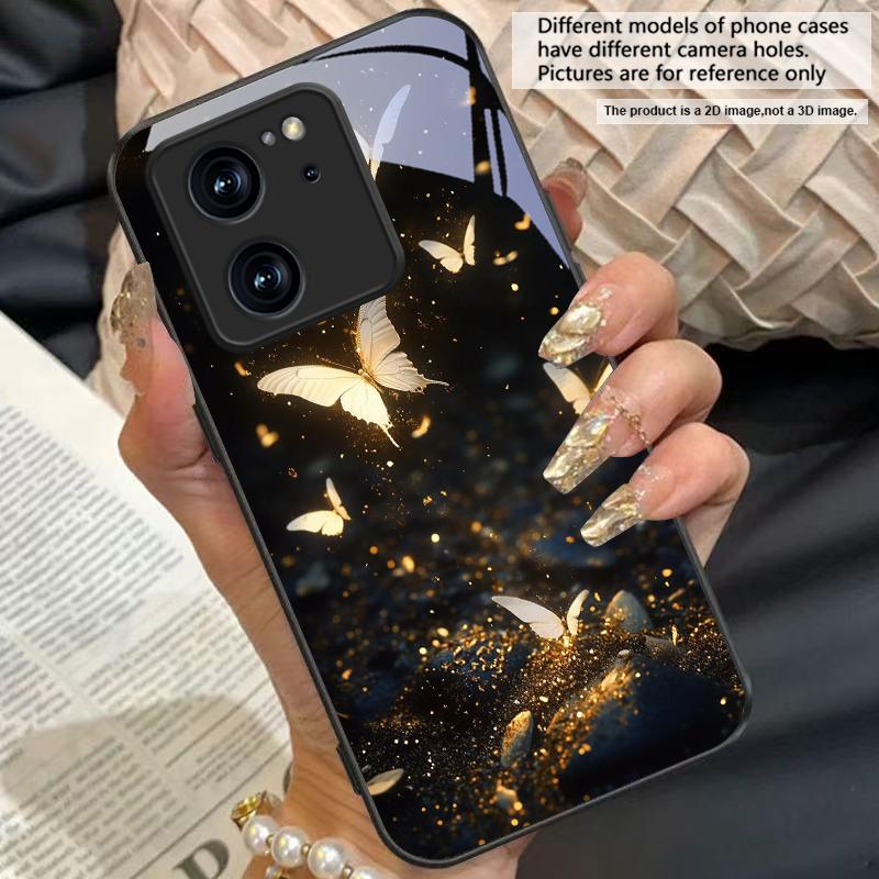 Загадочная бабочка Для Redmi Note 7 8 9 8T 10 11 12 12S 13 14 Pro Plus 5G 13C 12 14C 5 4G Черный чехол для телефона из закаленного стекла