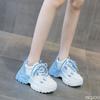 Модные женские новые кроссовки на толстой подошве, белые спортивные туфли, модная цветная блокировка, трендовая обувь, удобные повседневные женские кроссовки Mujer