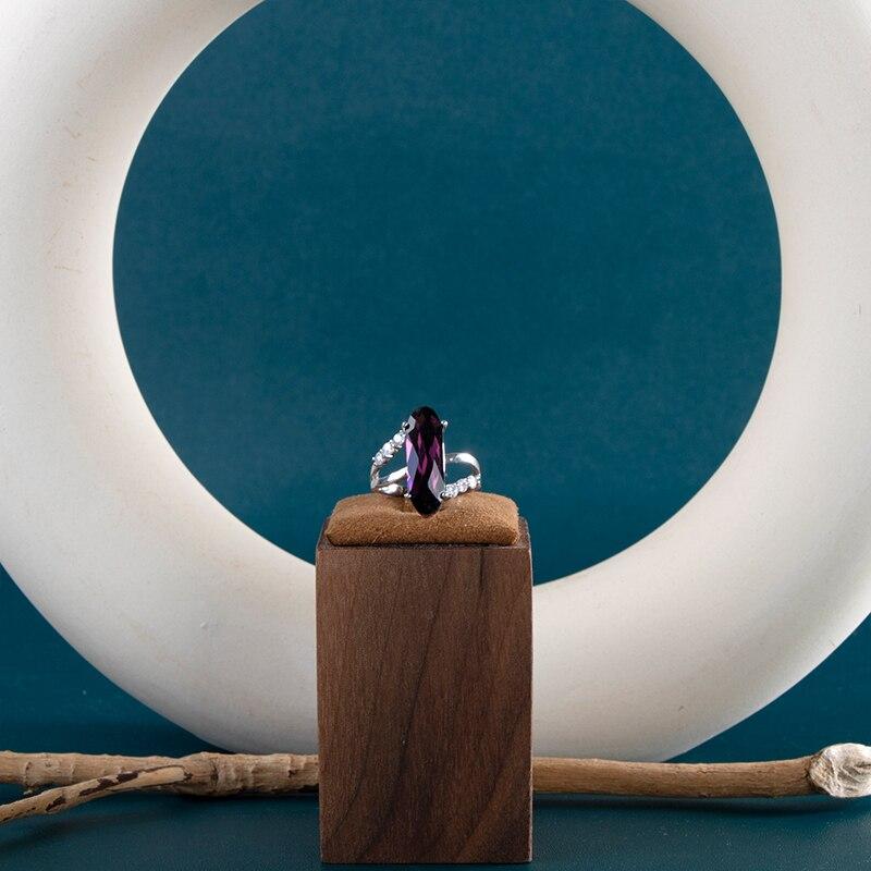 POMOiii Модные овальные обручальные кольца с кристаллами кубического циркона для женщин, роскошное обручальное кольцо фиолетового цвета, модные украшения