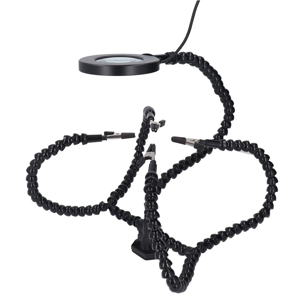 Рука помощи при пайке 5 челюстей 3X USB лупа ABS гибкие ручки свет паяльная станция черный