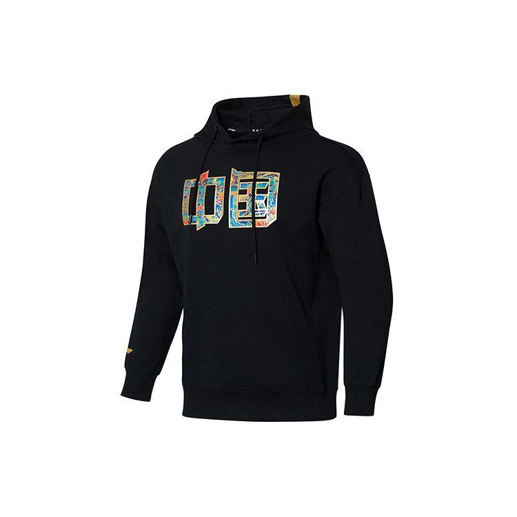 Li Ning Table Tennis Series Fun Print Thick Pullover Sports Hoodie Unisex Hoodies Black AWDR747-3