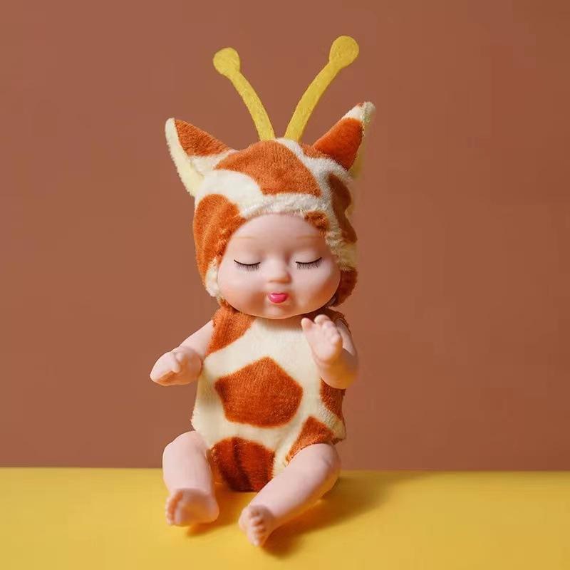 1pcs New Fashion 12cm Simulation Rebirth Dolls Toy Mini Cute Sleeping Baby Series Doll Cartoon Animal Toy for Kids Birthday Gift