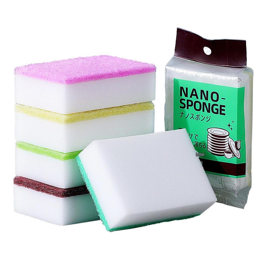 Colored Nano Scouring Pad Sponge - Kitchen Scrubber & Magic Eraser for Dishwashing and Cleaning