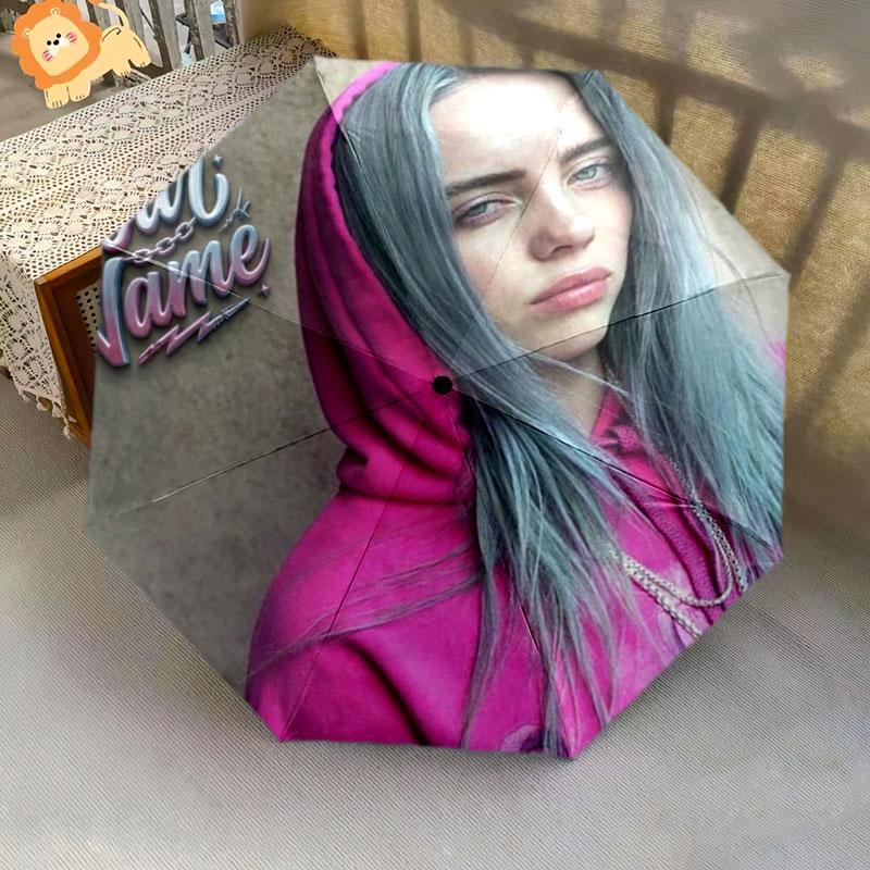 1 шт. Автоматический складной зонт - Узор с индивидуальным именем Billie Eilish, Портативная и складная конструкция с 8 спицами, Рождественские и Дни рождения Подарки
