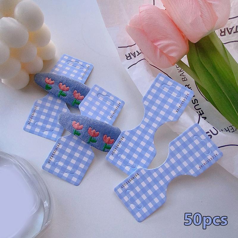 50 шт. цветная решетчатая сложенная пополам карточка аксессуары для волос картонная демонстрационная карточка этикетки веревка для волос упаковочная карточка подвесная бирка этикетка