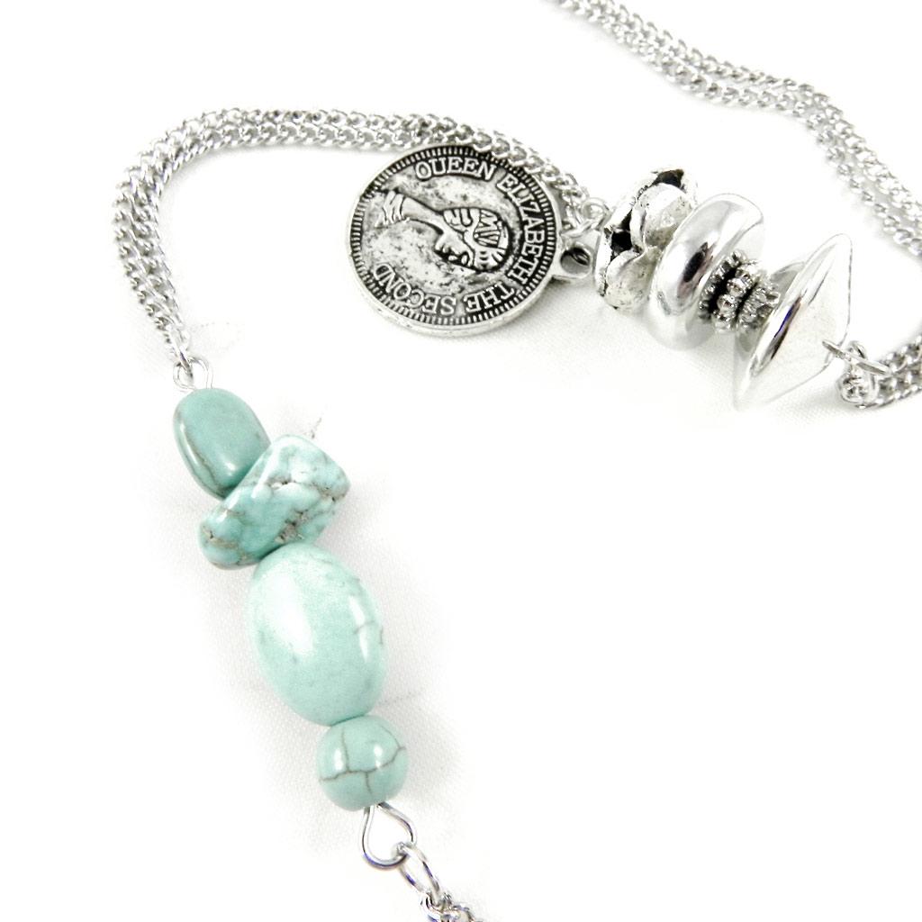 Les Trésors De Lily [H3014] - Designer Necklace 'Kilimanjaro' Silver Turquoise