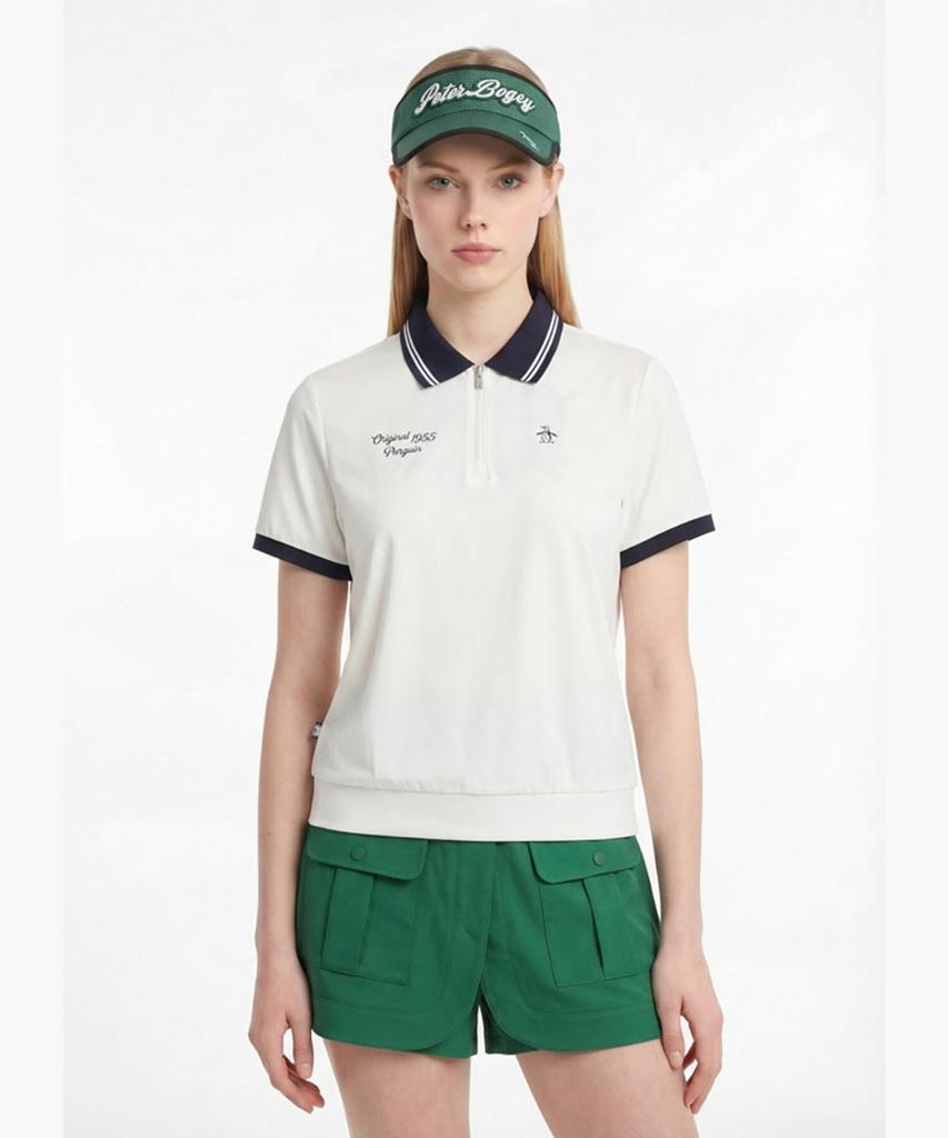 Penggwinbaimeonsingweeo Women'S Woven Half-Zip T-Shirt White Mr122Pts32