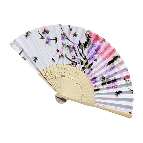 Складной веер в японском стиле с цветком, портативный летний ручной бамбуковый охлаждающий вентилятор, украшение для танцевального представления, реквизит для костюмов для вечеринок