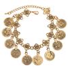 Вечеринка Хиппи Бохо Пляж Турецкие Украшения Золотой цвет Монета Винтаж Богемия Резные Монеты Браслеты Манжеты для Женщин pulseras