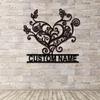 Metal Family Name Sign, Customizable Black Heart Wall Decor, Artistic Matte Finish, Removable for Indoor Outdoor