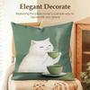 Cat Drink Coffee Cute Funny Cushion Cover Natural Linen Organic Fabric DoubleSided Printing Sofa Home Decor Gift Pillow Case