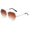 Винтажные Модные Солнцезащитные Очки Оверсайз Без Оправы Женские Дизайн Роскошного Бренда Сексуальные Бриллиантовые Квадратные Солнцезащитные Очки Для Женщин