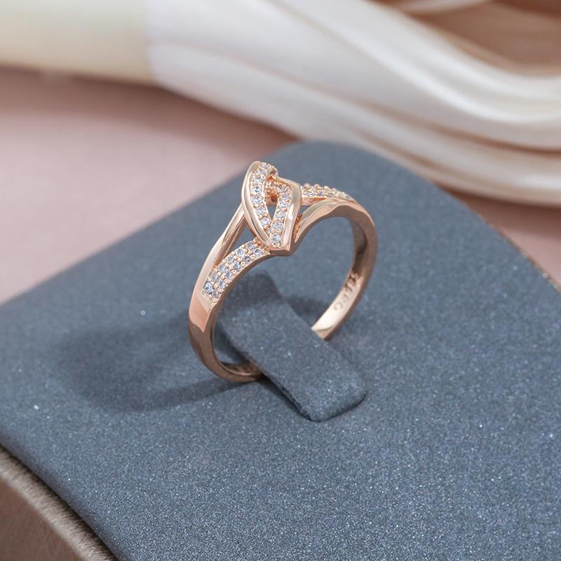 Kinel Rose Gold Color Ring For Women Cubic Zirconia Crystal Flower Bridal Wedding Rings