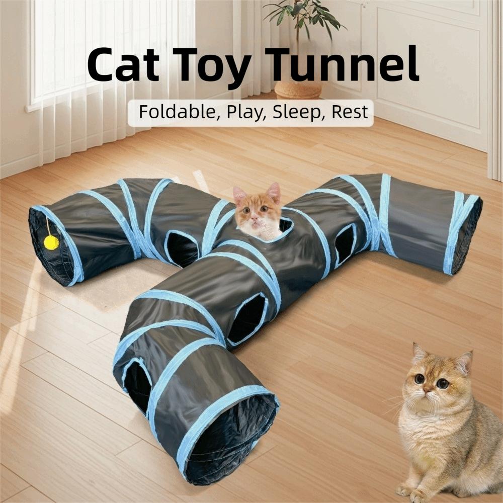 Extended Pet Play Tunnel Three-Way Cat Hiding Cave Funny Cat Hideaway Playtime