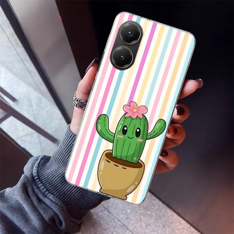 Cartoon Plant Cactus Phone Case For Xiaomi Poco X7 X6 X5 Pro F7 Ultra Redmi 15C 15 13 13C 12 12C 10 10A 10C 9 9A 9C 9T Shell Poc