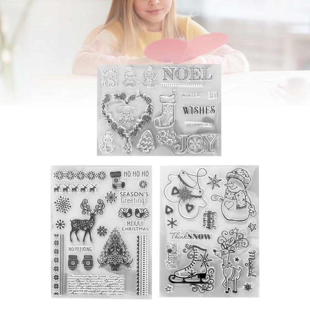 3 шт. прозрачных штампов с прозрачным отпечатком, переработанные безопасные рождественские олени, прозрачные штампы для открыток для поделок