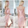 100% Mulberry Silk Women Summer Chemise Sleepwear Sexy Nightdress Solid Color Midi Sling Dress Spaghetti Strap Satin Nightgown