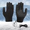 USB Heated Knitted Gloves Full Finger Gloves Non-Slip Touch Screen Gloves Thermal Knitting Mitts for Outdoor Sports