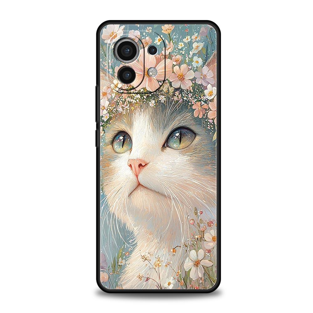 Милый Чехол для Телефона с Кошкой для Xiaomi Mi 17 Pro Max 15 14 13 12 11 Ultra 15T 14T 13T 12T 11T Pro Lite Мягкий ТПУ Чехол Fundas Capas