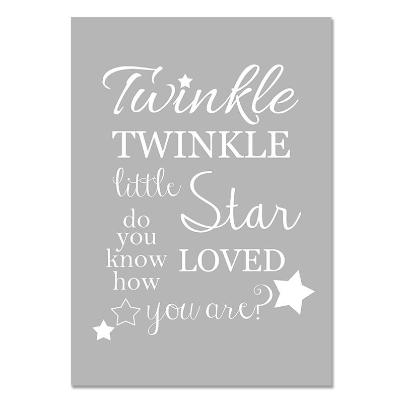 Nursery Moon Stars Canvas Printing Grey Picture Wall Art Painting Decor Kids Quotes Posters Baby Room Interior Decoration