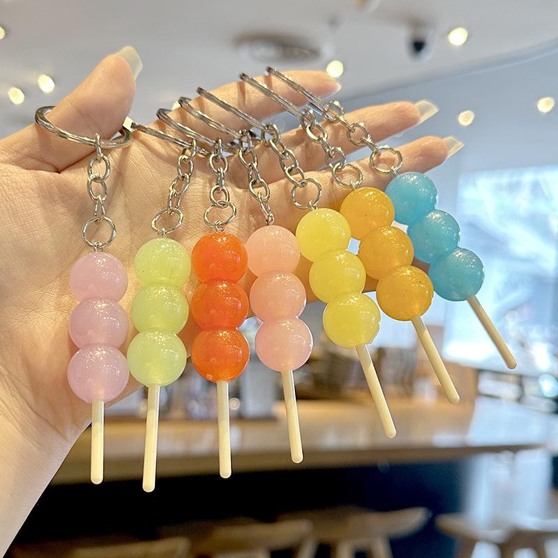 Светящиеся в темноте брелки для ключей Bing Tang Hu Lu с подвеской из смолы в виде еды, мини-брелки