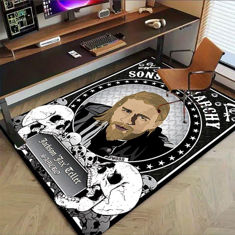 1pc Sons of Anarchy themed Office Carpet Chair Mats - durable polyester rug for home theater, office, dorm room decor - tA85