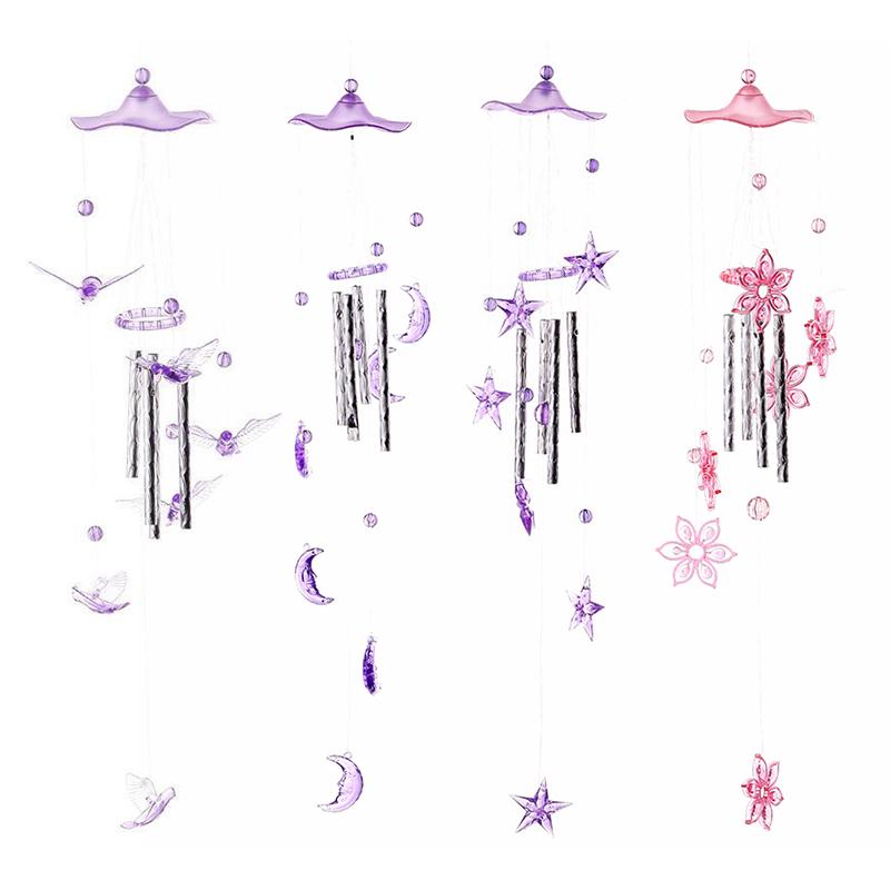 1x Cute Metal Tubes Bell Wind Chimes Garden-Yard Hanging Home Decor Creative Lucky Humming Bird Wind Chimes Bells Hanging Gift