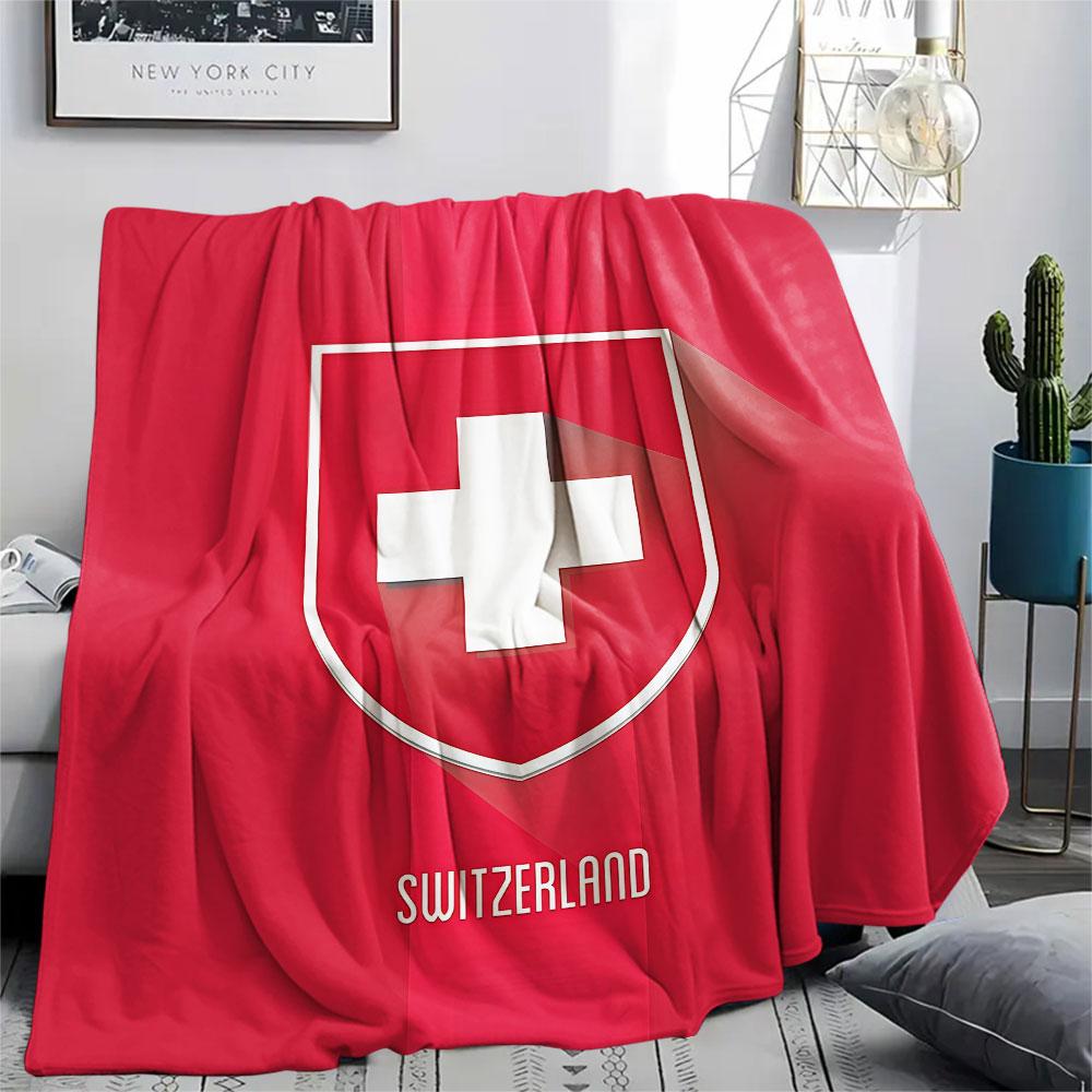 Switzerland national football Printed Flannel Blanket, soft throw for bedroom sofa, washable,soccer fan merchandise, great gift.