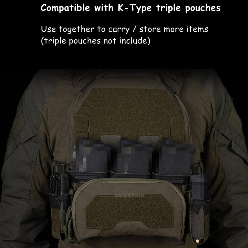 Admin Pouch with Multi-caliber 5.56 9mm Triple Mag Pouch MOLLE Front Placard System 2nd Layer Airsoft Pouches