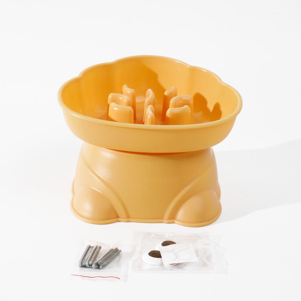 Диспенсер для корма для домашних животных с двойными отсеками для собак лимонно-желтого и розового цветов